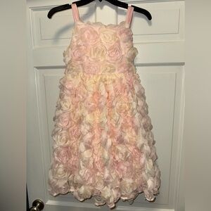 Girls Pink MONSOON Rose Appliqué Dress - Size 10 years